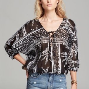 Free people patterned gauze top